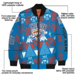customized oklahoma city thunder pyramid shapes blue bomber jacket best selling