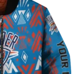 customized oklahoma city thunder pyramid shapes blue bomber jacket best selling