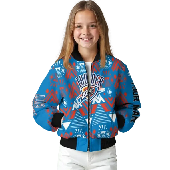 customized oklahoma city thunder pyramid shapes blue bomber jacket top rated