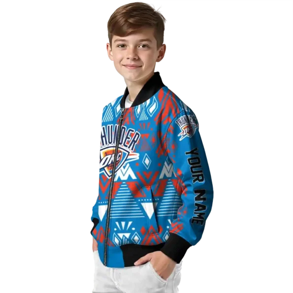 customized oklahoma city thunder pyramid shapes blue bomber jacket trendy