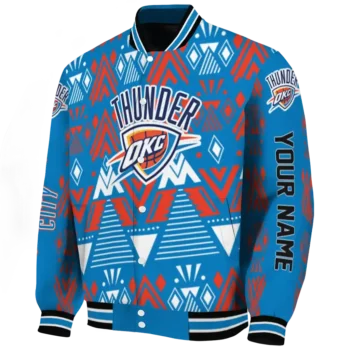 customized oklahoma city thunder pyramid shapes blue varsity jacket best selling.webp