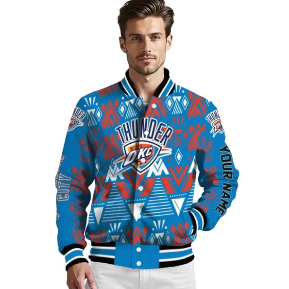 customized oklahoma city thunder pyramid shapes blue varsity jacket high quality.webp