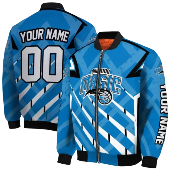 customized orlando magic chevron angles blue bomber jacket fashion forward