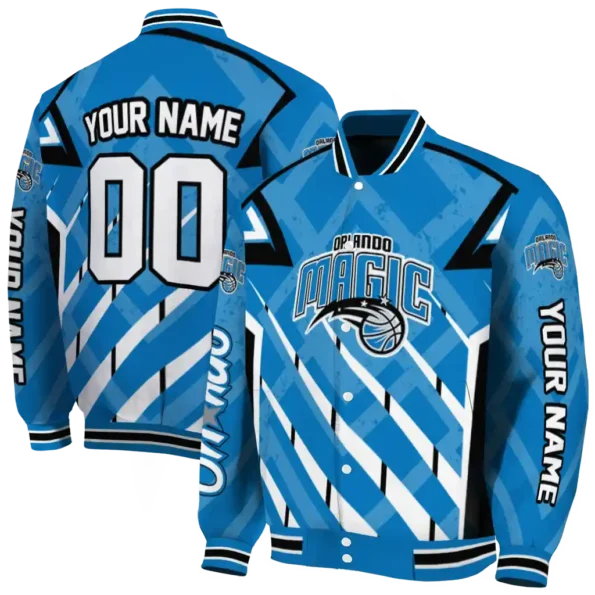 customized orlando magic chevron angles blue varsity jacket fashion forward.webp