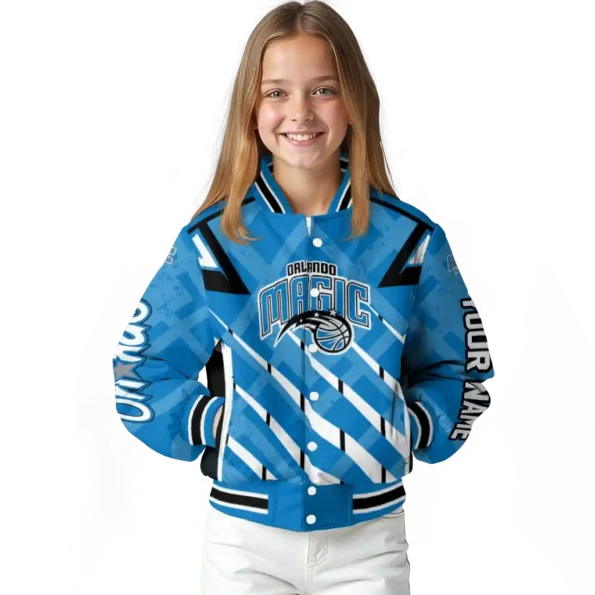 customized orlando magic chevron angles blue varsity jacket top rated.webp