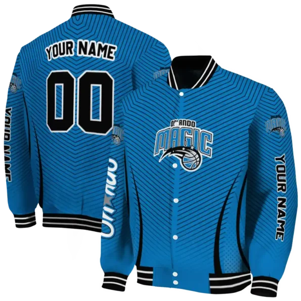 customized orlando magic chevron arrow blue varsity jacket fashion forward.webp