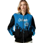 customized orlando magic flame border blue black bomber jacket best selling
