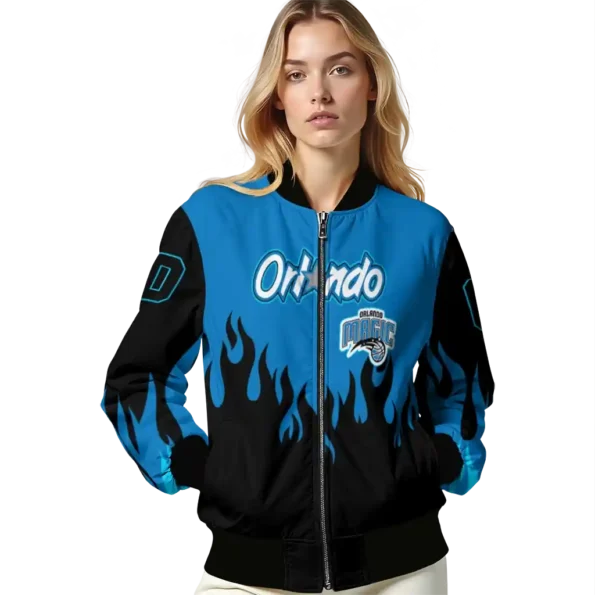 customized orlando magic flame border blue black bomber jacket latest model
