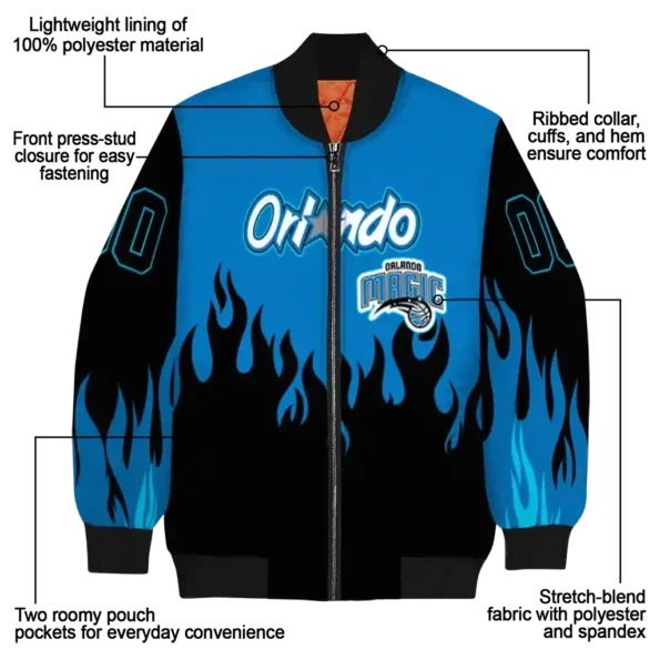 customized orlando magic flame border blue black bomber jacket new arrival