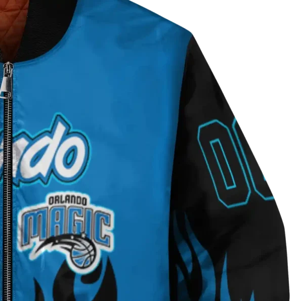 customized orlando magic flame border blue black bomber jacket premium grade