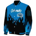 customized orlando magic flame border blue black varsity jacket best selling.webp