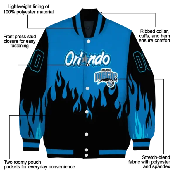 customized orlando magic flame border blue black varsity jacket new arrival.webp