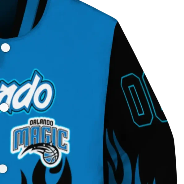 customized orlando magic flame border blue black varsity jacket premium grade.webp