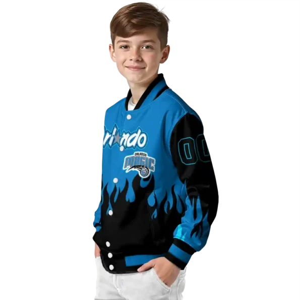 customized orlando magic flame border blue black varsity jacket trendy.webp