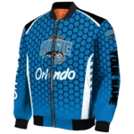 customized orlando magic hexagon grid blue bomber jacket best selling