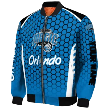 customized orlando magic hexagon grid blue bomber jacket best selling