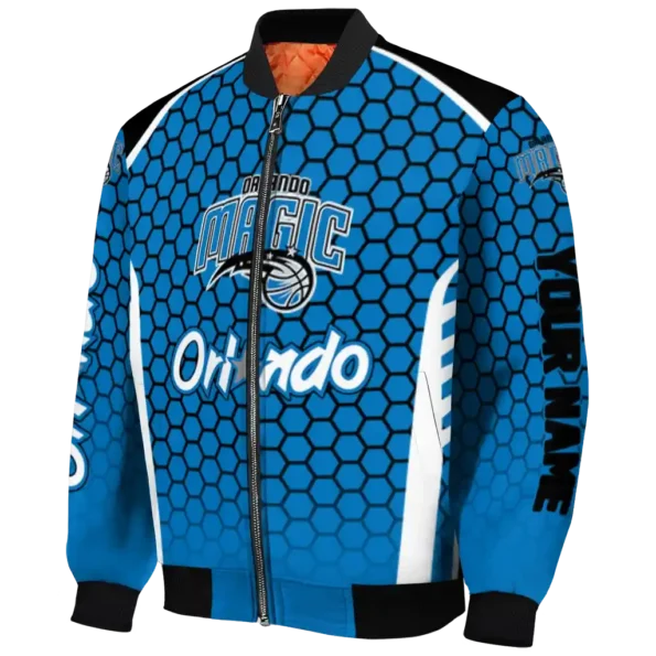 customized orlando magic hexagon grid blue bomber jacket best selling