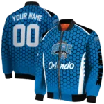 customized orlando magic hexagon grid blue bomber jacket best selling