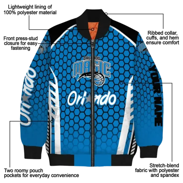 customized orlando magic hexagon grid blue bomber jacket new arrival