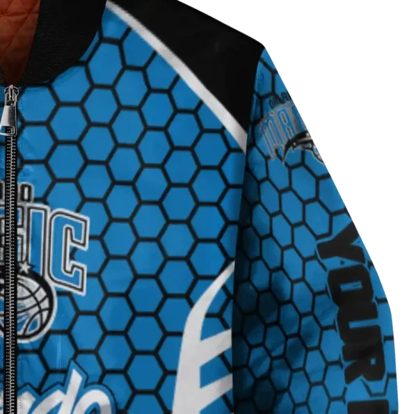 customized orlando magic hexagon grid blue bomber jacket premium grade