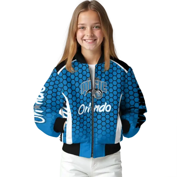 customized orlando magic hexagon grid blue bomber jacket top rated