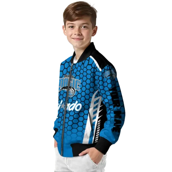 customized orlando magic hexagon grid blue bomber jacket trendy