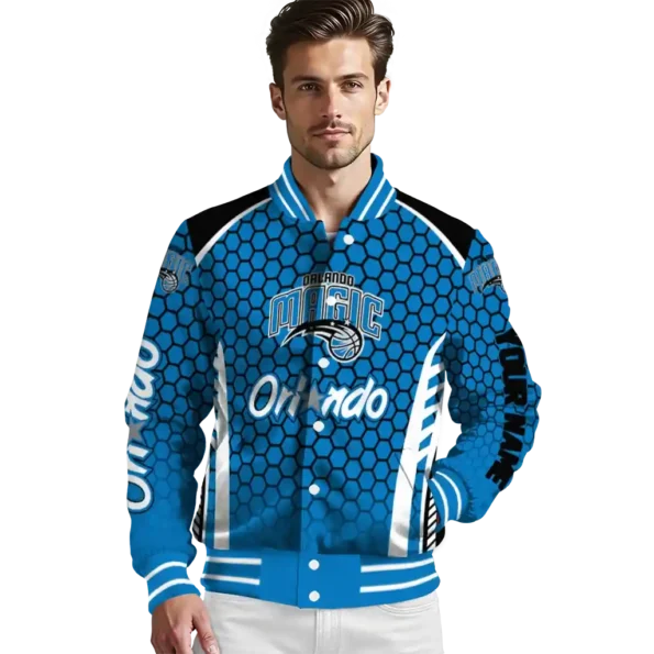 customized orlando magic hexagon grid blue varsity jacket high quality.webp