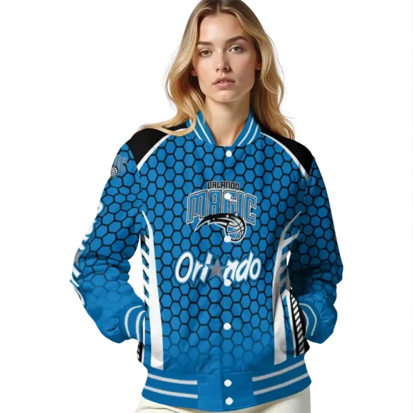 customized orlando magic hexagon grid blue varsity jacket latest model.webp