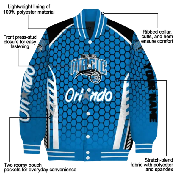 customized orlando magic hexagon grid blue varsity jacket new arrival.webp