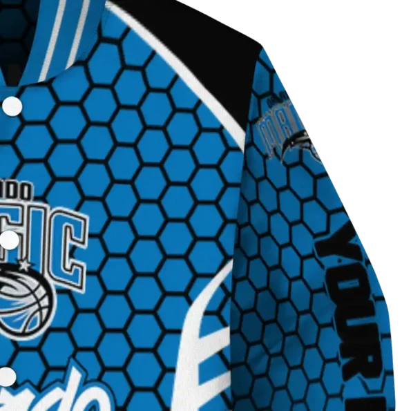 customized orlando magic hexagon grid blue varsity jacket premium grade.webp