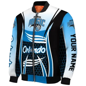 customized orlando magic mesh effect blue black bomber jacket best selling