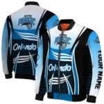 customized orlando magic mesh effect blue black bomber jacket best selling
