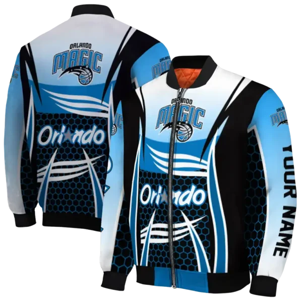 customized orlando magic mesh effect blue black bomber jacket fashion forward