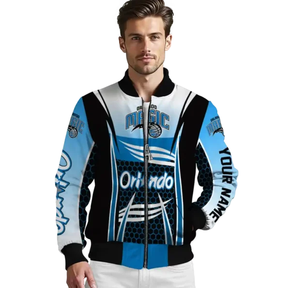 customized orlando magic mesh effect blue black bomber jacket high quality