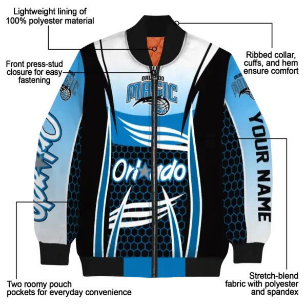 customized orlando magic mesh effect blue black bomber jacket new arrival