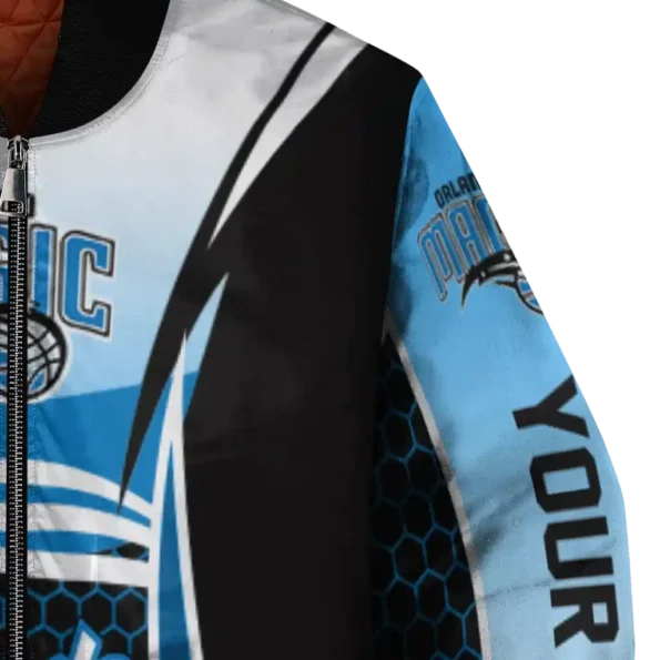customized orlando magic mesh effect blue black bomber jacket premium grade