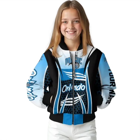 customized orlando magic mesh effect blue black bomber jacket top rated