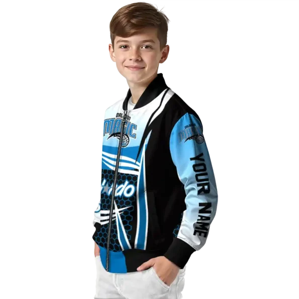 customized orlando magic mesh effect blue black bomber jacket trendy
