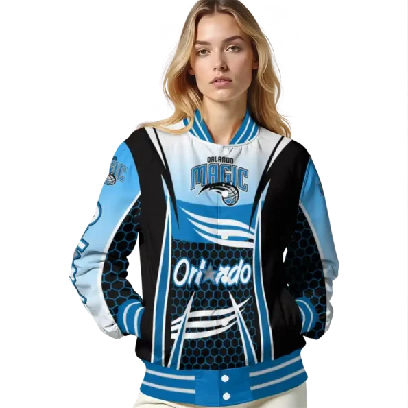customized orlando magic mesh effect blue black varsity jacket latest model.webp
