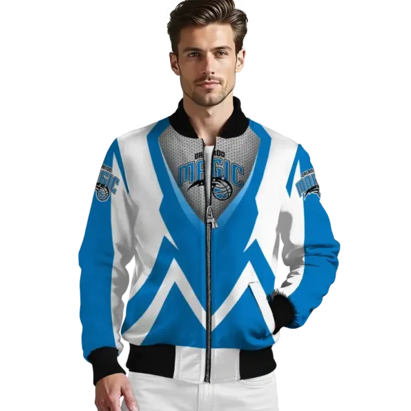 customized orlando magic v stripes blue white bomber jacket high quality