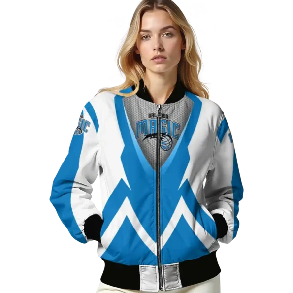 customized orlando magic v stripes blue white bomber jacket latest model