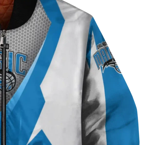 customized orlando magic v stripes blue white bomber jacket premium grade