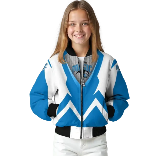 customized orlando magic v stripes blue white bomber jacket top rated