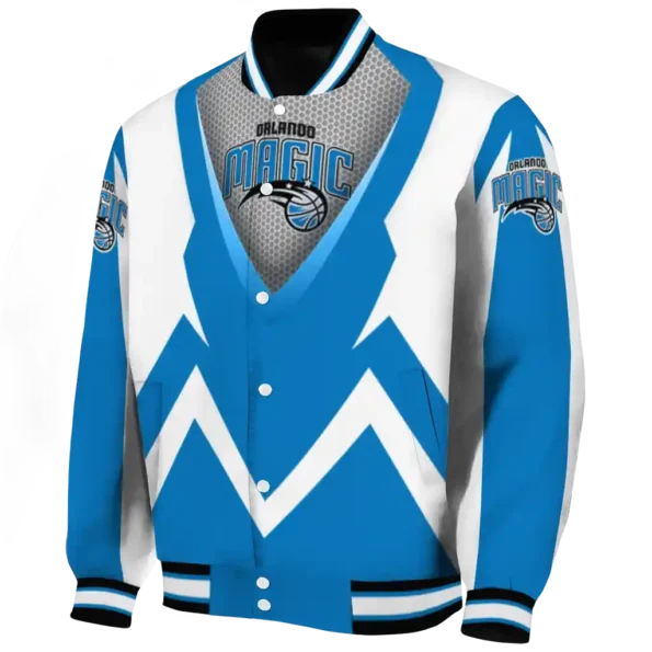 customized orlando magic v stripes blue white varsity jacket best selling.webp