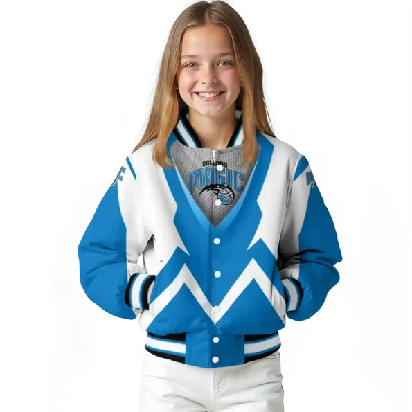 customized orlando magic v stripes blue white varsity jacket top rated.webp