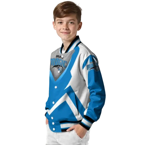 customized orlando magic v stripes blue white varsity jacket trendy.webp