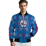customized philadelphia 76ers bolt stripe blue bomber jacket best selling