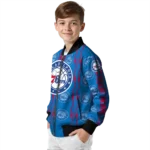 customized philadelphia 76ers bolt stripe blue bomber jacket best selling