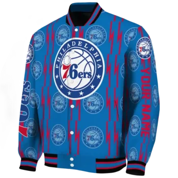 customized philadelphia 76ers bolt stripe blue varsity jacket best selling.webp