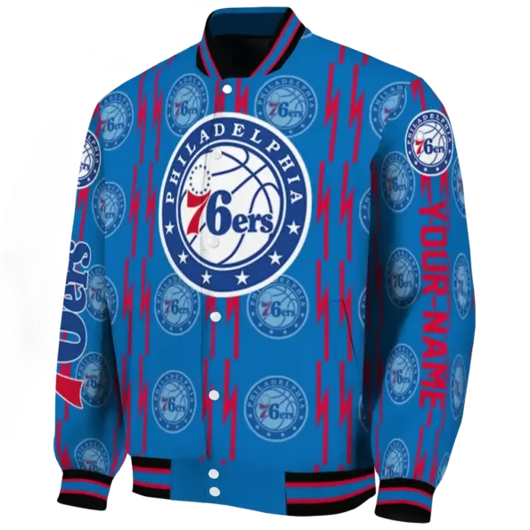 customized philadelphia 76ers bolt stripe blue varsity jacket best selling.webp